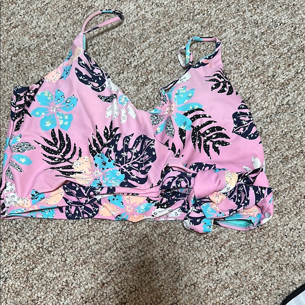 SO Pink and Blue Floral Bikini Top